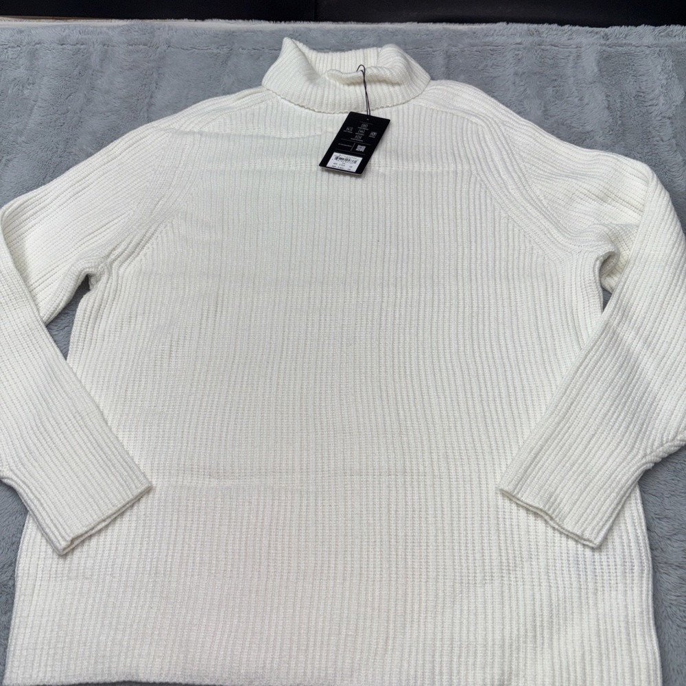 7 Diamonds Men's Twin City Rolled Turtleneck Sweater XL Ivory 4 Way Stretch NWT